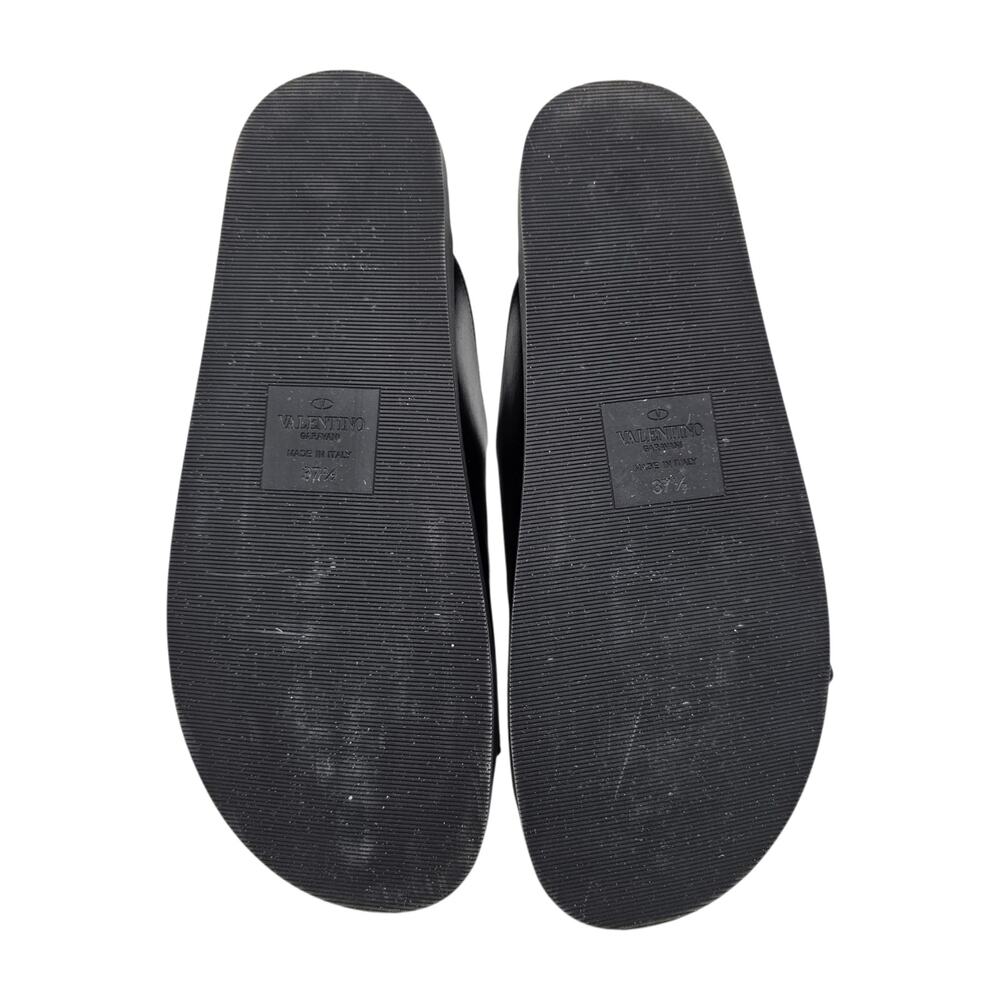 Valentino Garavani One Stud Flat Slide Sandal Black Leather Size 37.5 US 7.5 - Picture 8 of 10